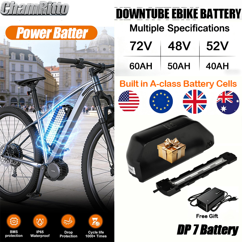 72V 50Ah 21700 Lithium Battery - แบตเตอรี่จักรยานไฟฟ้าแบบ Downtube Hailong Polly DP7 48V
