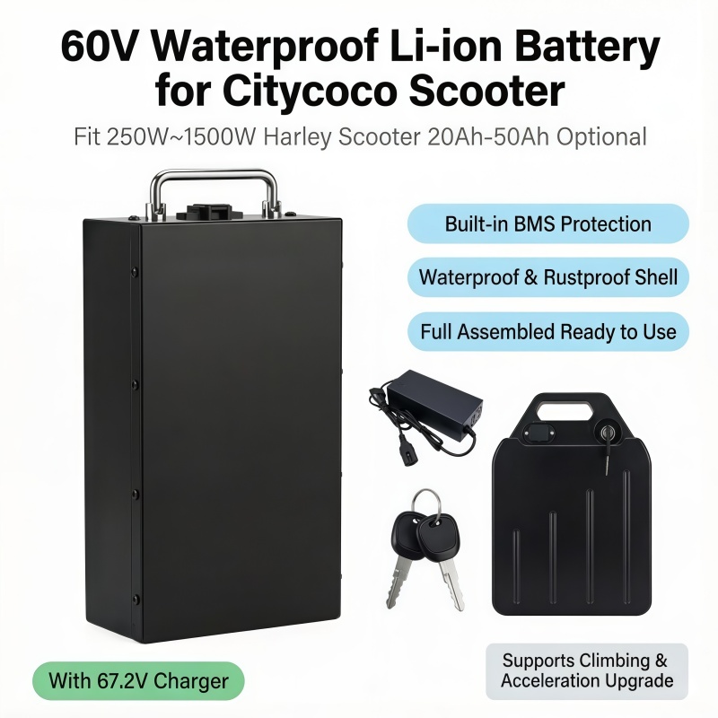 60V 50Ah Electric Scooter Battery - แบตเตอรี่ลิเธียมแบบถอดเปลี่ยนเร็ว 60V, ให้พลังงานคงที่, 20Ah-50Ah, กันน้ำ, สำหรับ