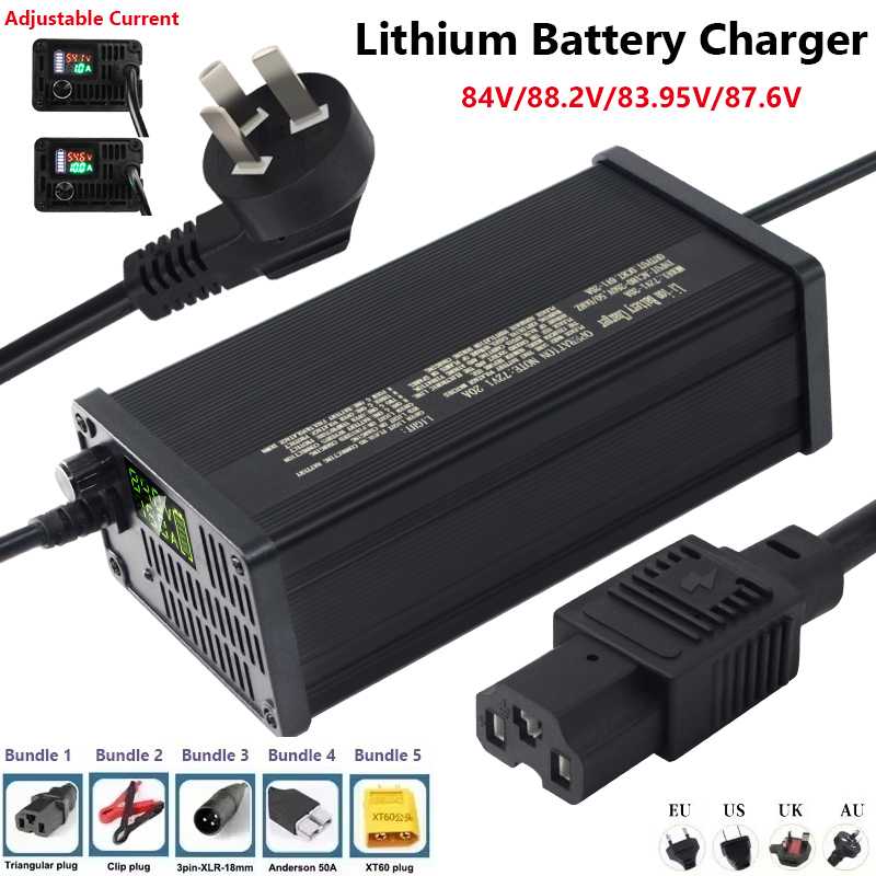 72V 15A Fast Charger - เครื่องชาร์จแบตเตอรี่ลิเธียมแบบปรับได้ 72V 1-8A 1-9.5A 1-15A 1-20A