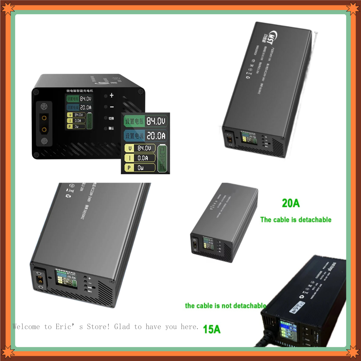84V 20A Smart Charger - เครื่องชาร์จปรับได้ 10-93V 2-30A 50.4V 87.6V 84V