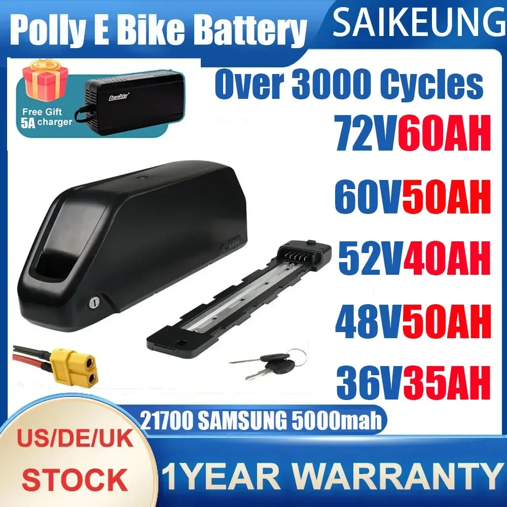 72V 50Ah 21700 Lithium Battery - แบตเตอรี่จักรยานไฟฟ้า Downtube Hailong Polly DP7 48V