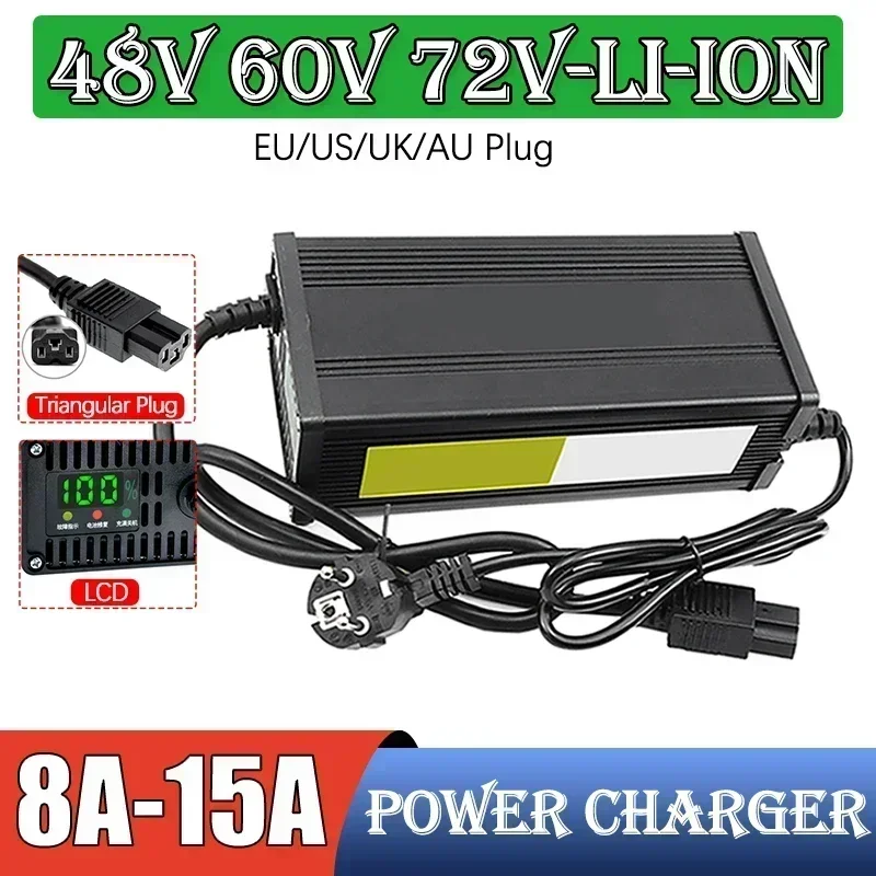 72V 15A Fast Charger - 48V 60V 72V ไฟฟ้าแบตเตอรี่ลิเธียม 54.6V 65.7V