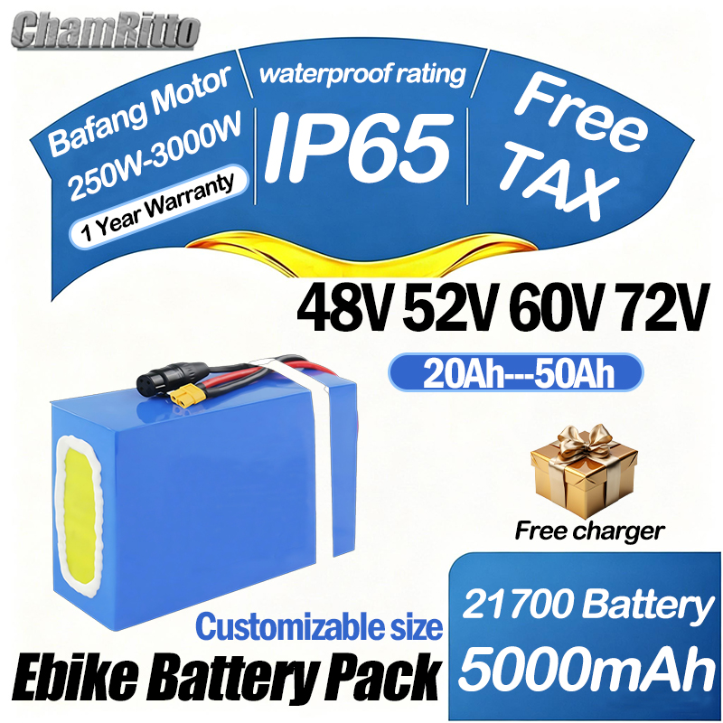 แบตเตอรี่จักรยานไฟฟ้า 60V 72V  - 72V 50Ah 21700 Lithium Battery บทวิจารณ์และราคา