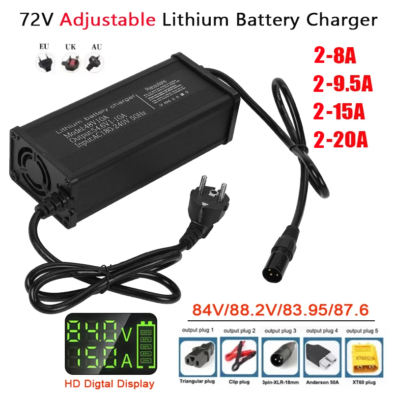 72V 2-8A 2-9.5A 2-15A 2-20A เค - 72V 15A Fast Charger บทวิจารณ์และราคา