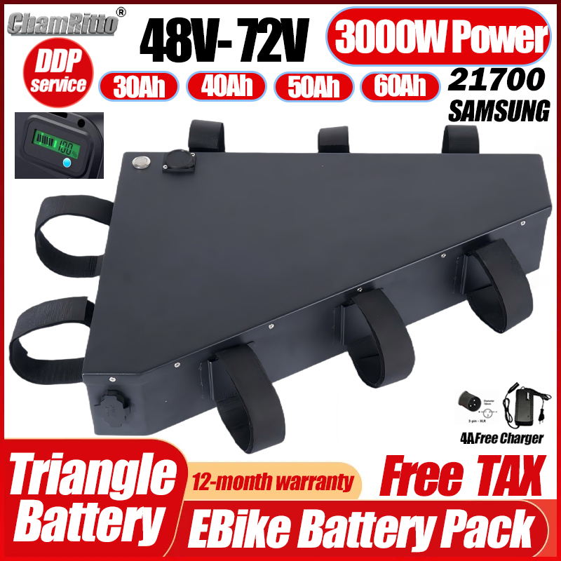 ไฟฟ้าจักรยาน 36v 48v 52v 2000w - 72V 50Ah 21700 Lithium Battery บทวิจารณ์และราคา